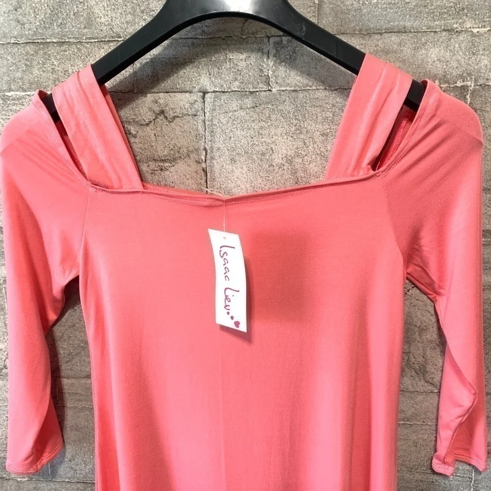 ISAAC Liev Pink Rayon Cold Shoulder Mini Dress